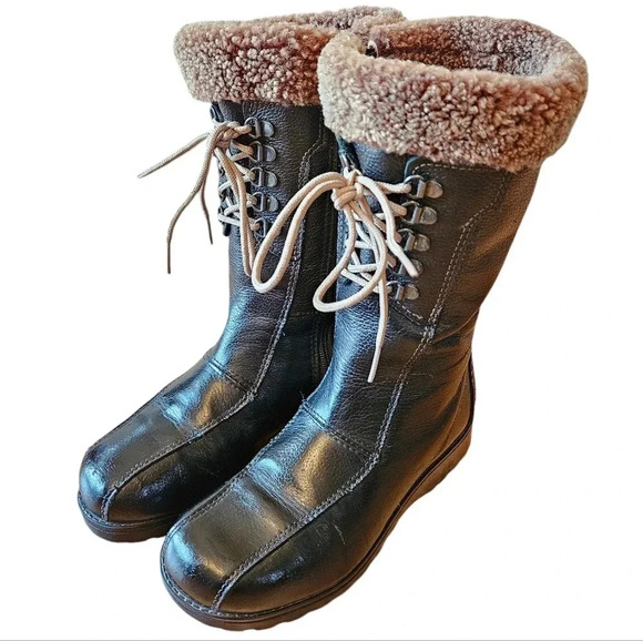 Saute Mouton Colombe Women's Leather Zipper Fall Winter Combat Boots Black Sz 36 - Picture 3 of 11